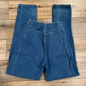 LANDS’ END VINTAGE Mid-wash High-waisted Bareback Straight-leg Tapered Jeans
